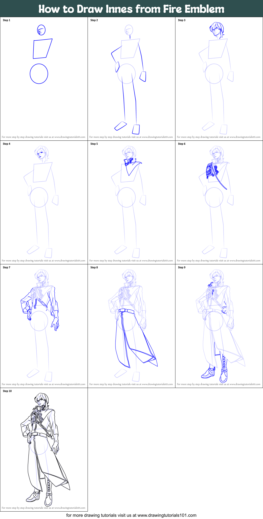 How to Draw Innes from Fire Emblem Printable Step by Step