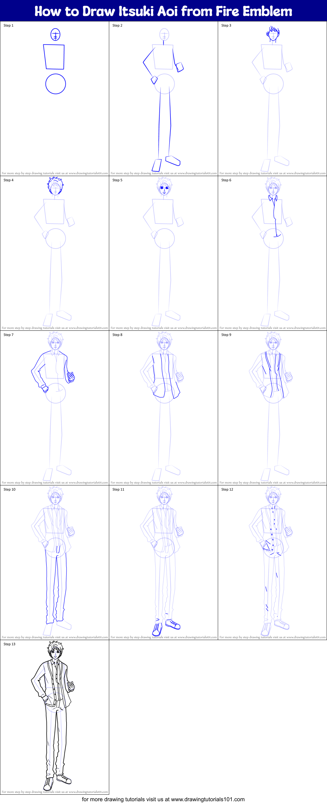 How to Draw Itsuki Aoi from Fire Emblem Printable Step by Step