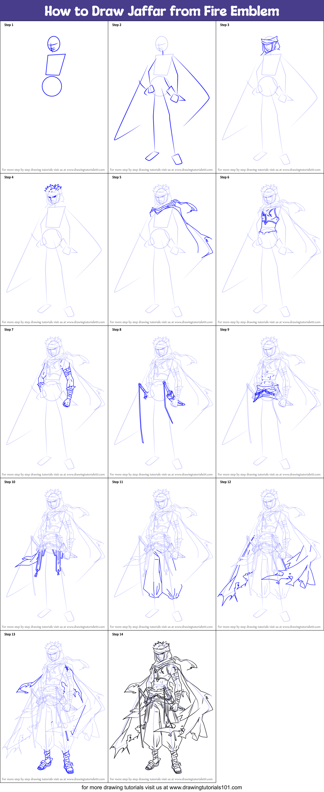 How to Draw Jaffar from Fire Emblem Printable Step by Step