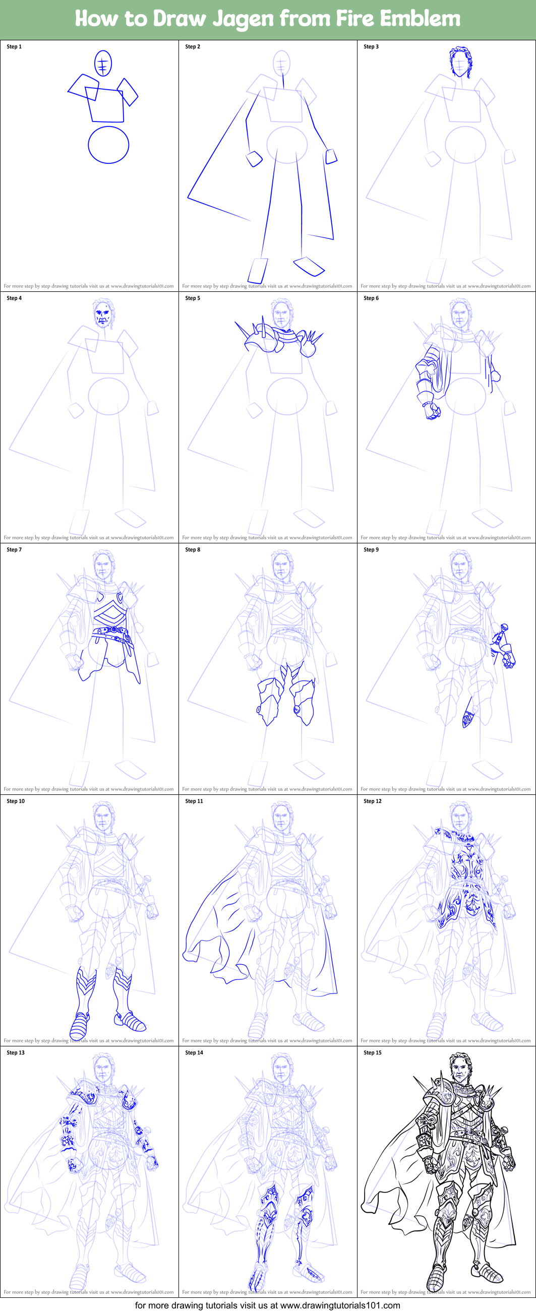 How to Draw Jagen from Fire Emblem Printable Step by Step