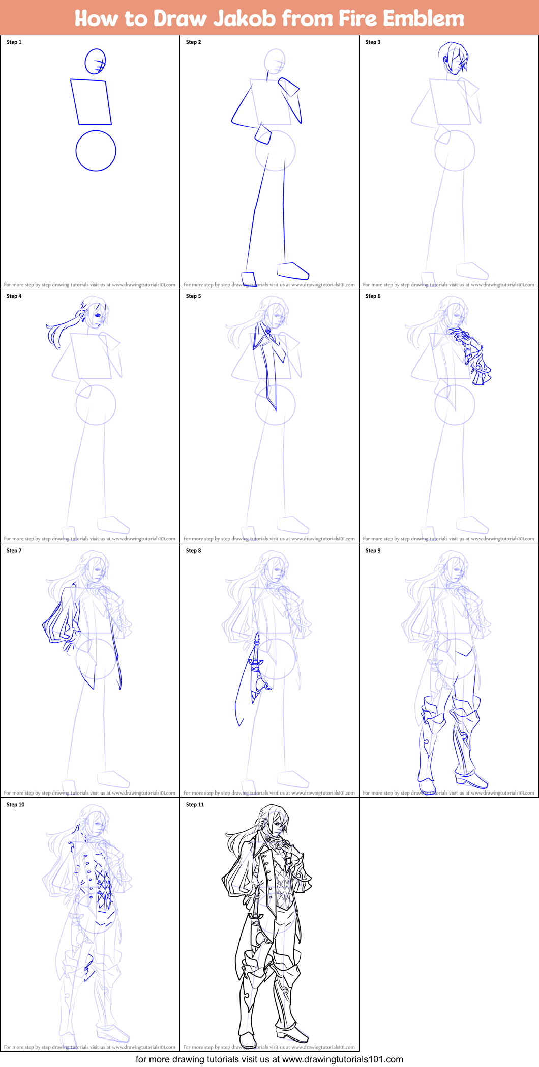 How to Draw Jakob from Fire Emblem Printable Step by Step