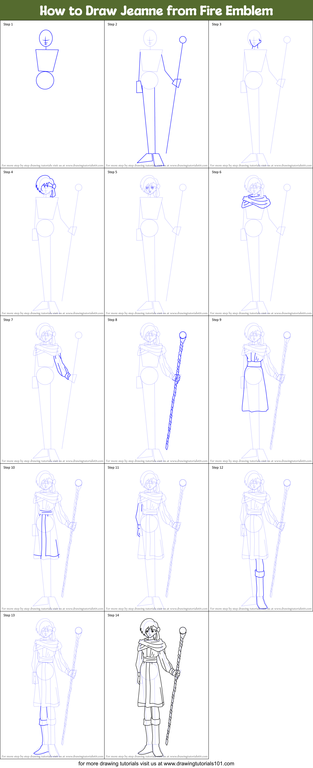 How to Draw Jeanne from Fire Emblem Printable Step by Step