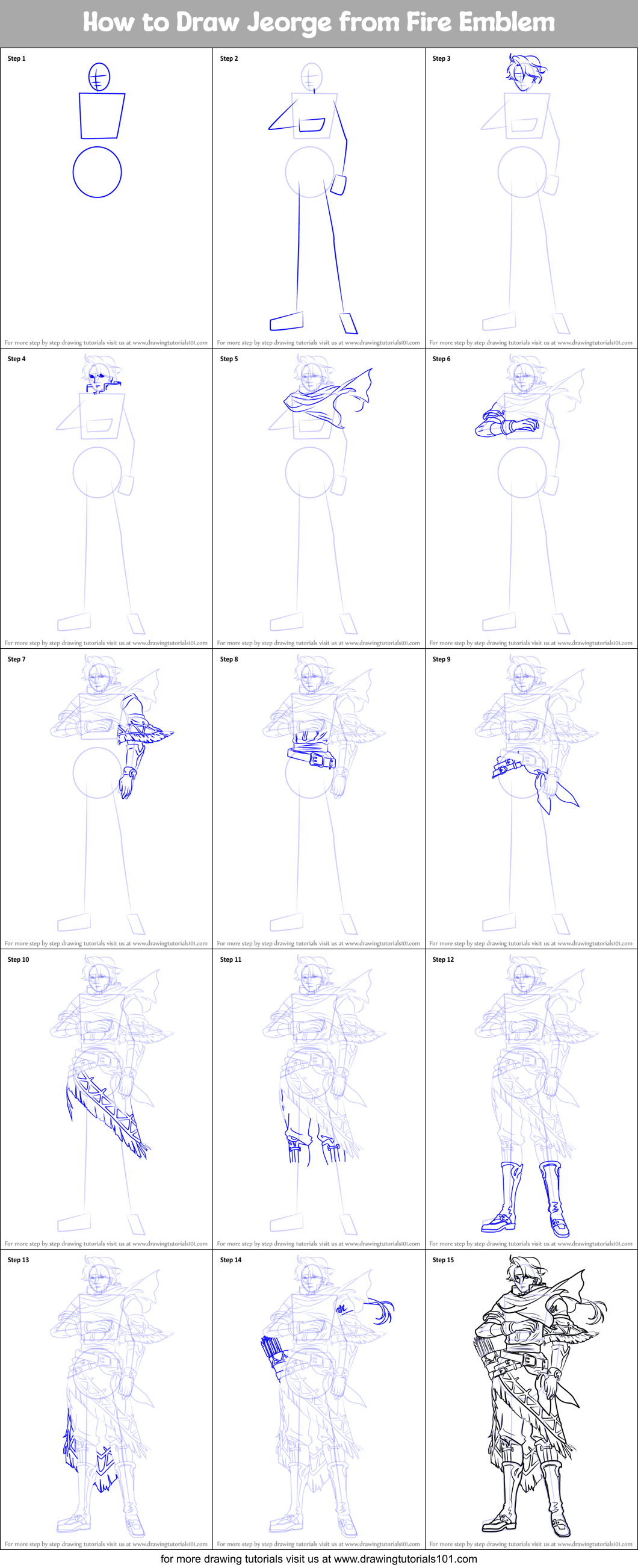 How to Draw Jeorge from Fire Emblem Printable Step by Step