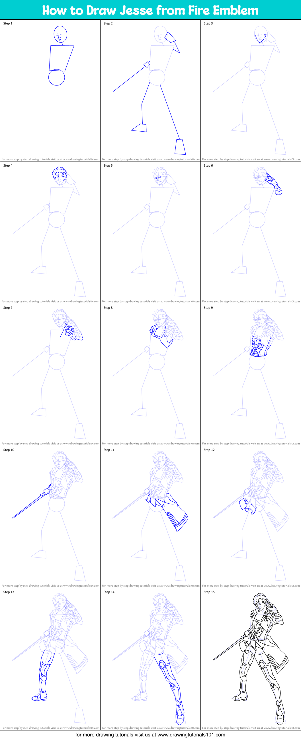 How to Draw Jesse from Fire Emblem Printable Step by Step