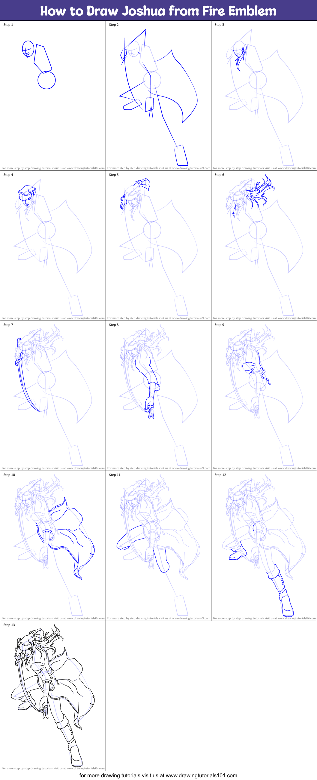 How to Draw Joshua from Fire Emblem Printable Step by Step