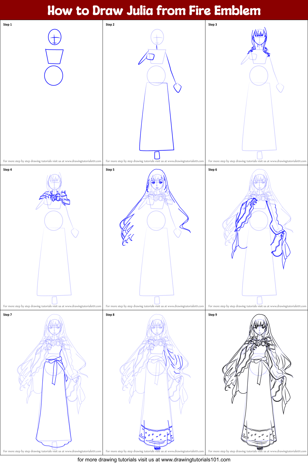 How to Draw Julia from Fire Emblem Printable Step by Step
