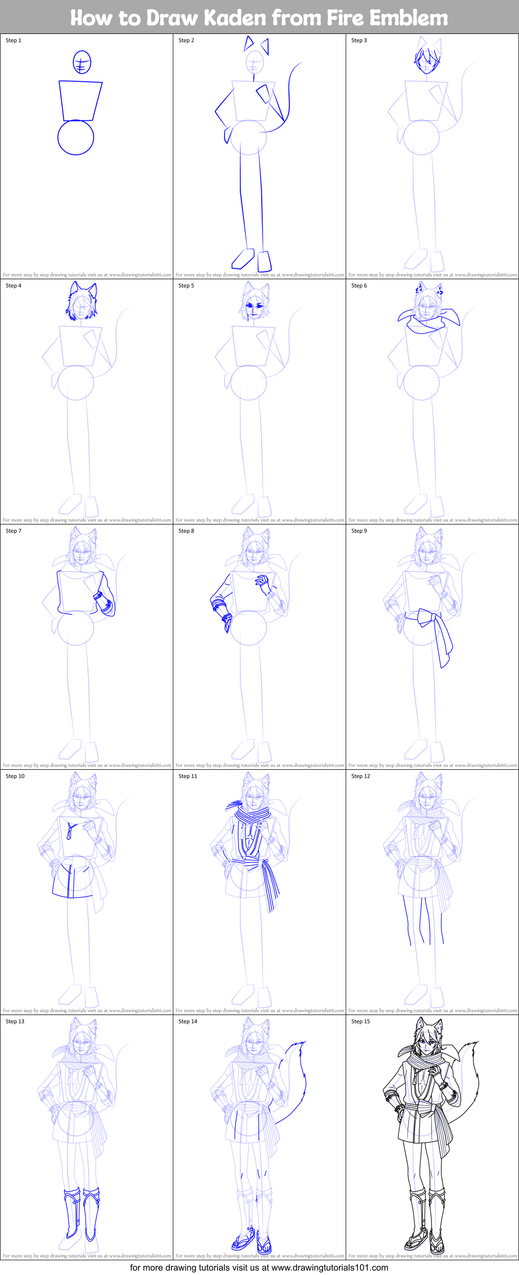 How to Draw Kaden from Fire Emblem Printable Step by Step