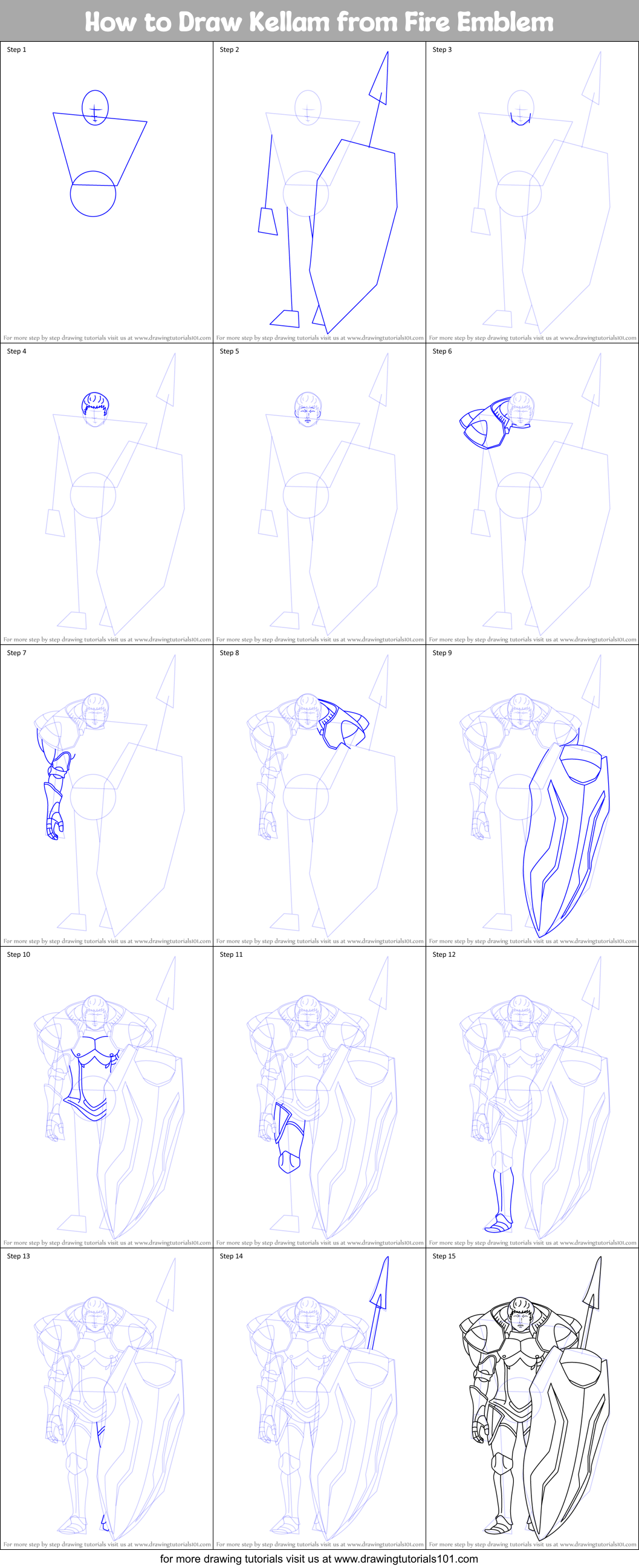 How to Draw Kellam from Fire Emblem Printable Step by Step