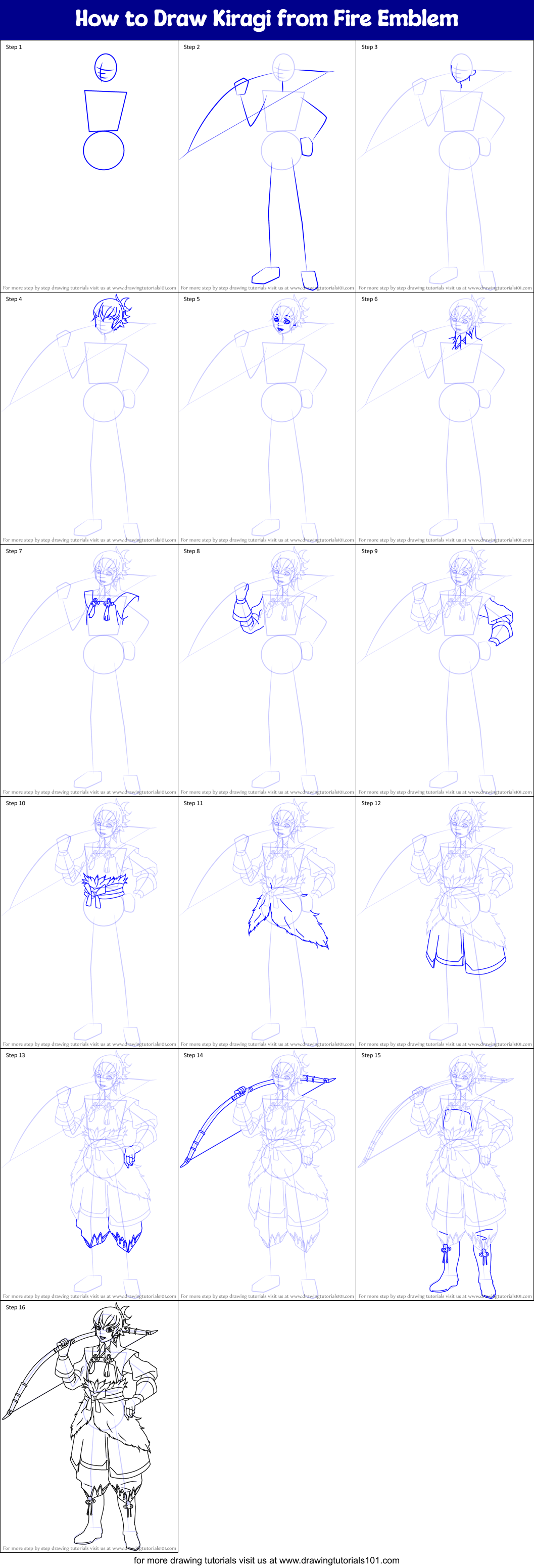 How to Draw Kiragi from Fire Emblem Printable Step by Step