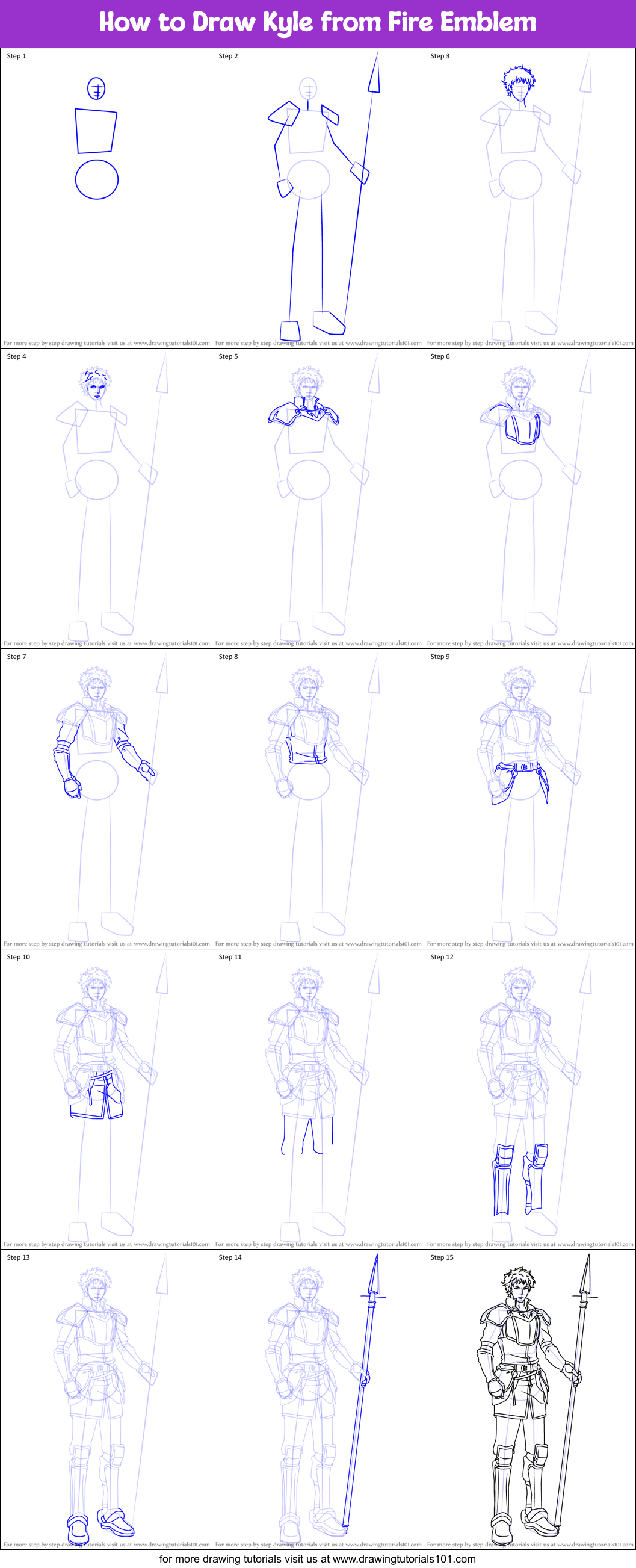 How to Draw Kyle from Fire Emblem Printable Step by Step