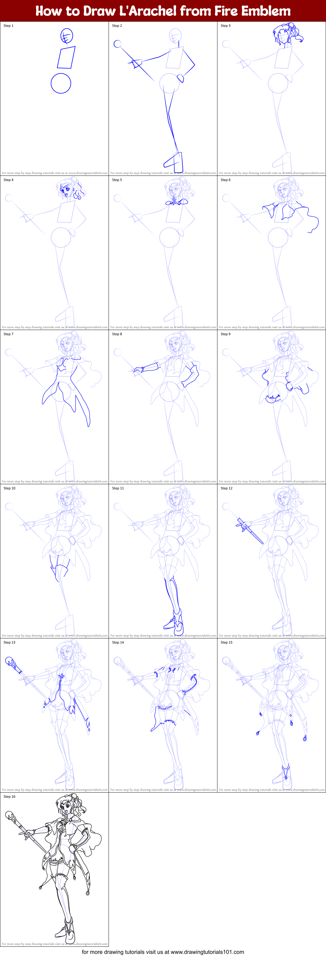 How to Draw L'Arachel from Fire Emblem Printable Step by Step