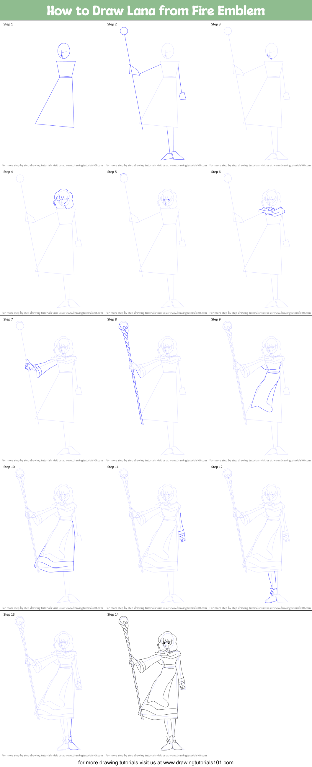 How to Draw Lana from Fire Emblem Printable Step by Step