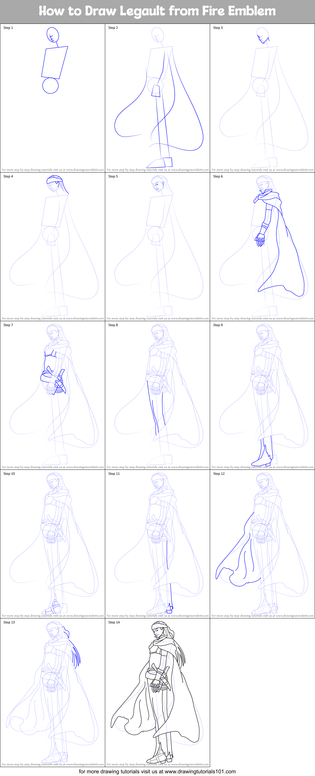 How to Draw Legault from Fire Emblem Printable Step by Step