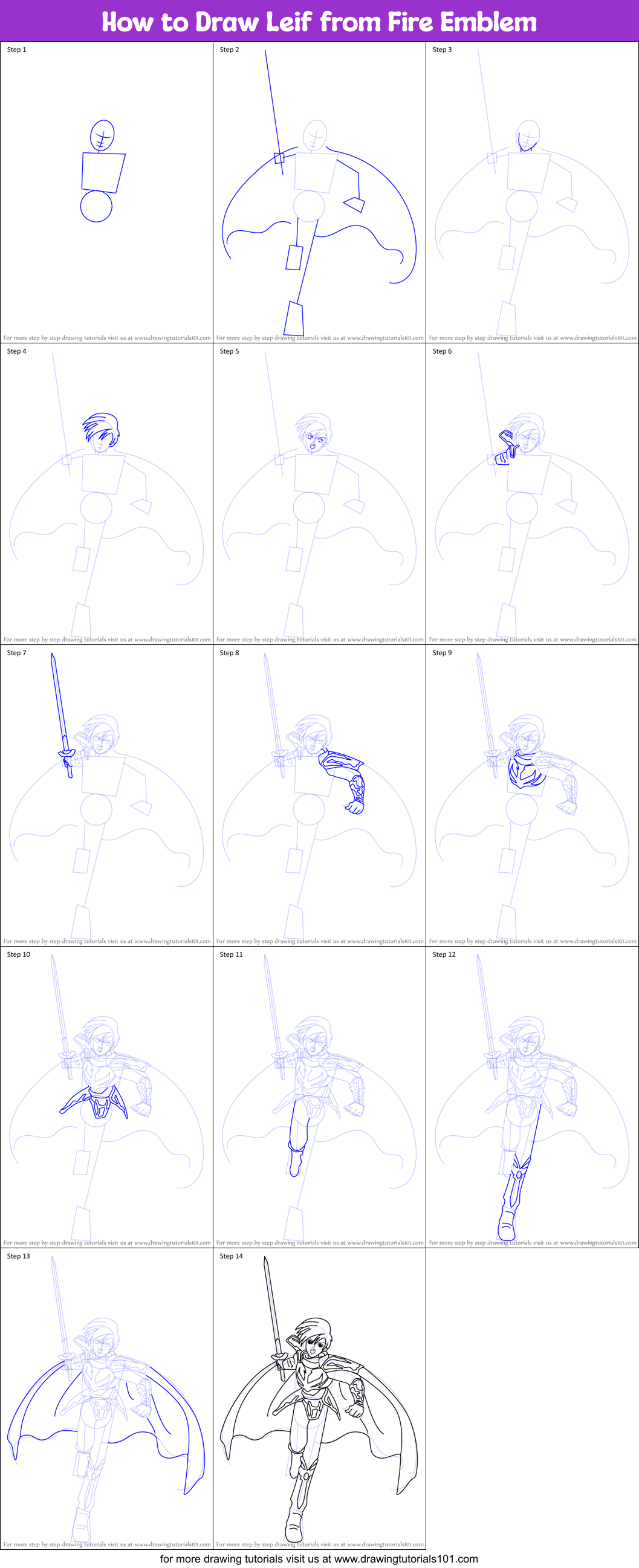 How to Draw Leif from Fire Emblem Printable Step by Step