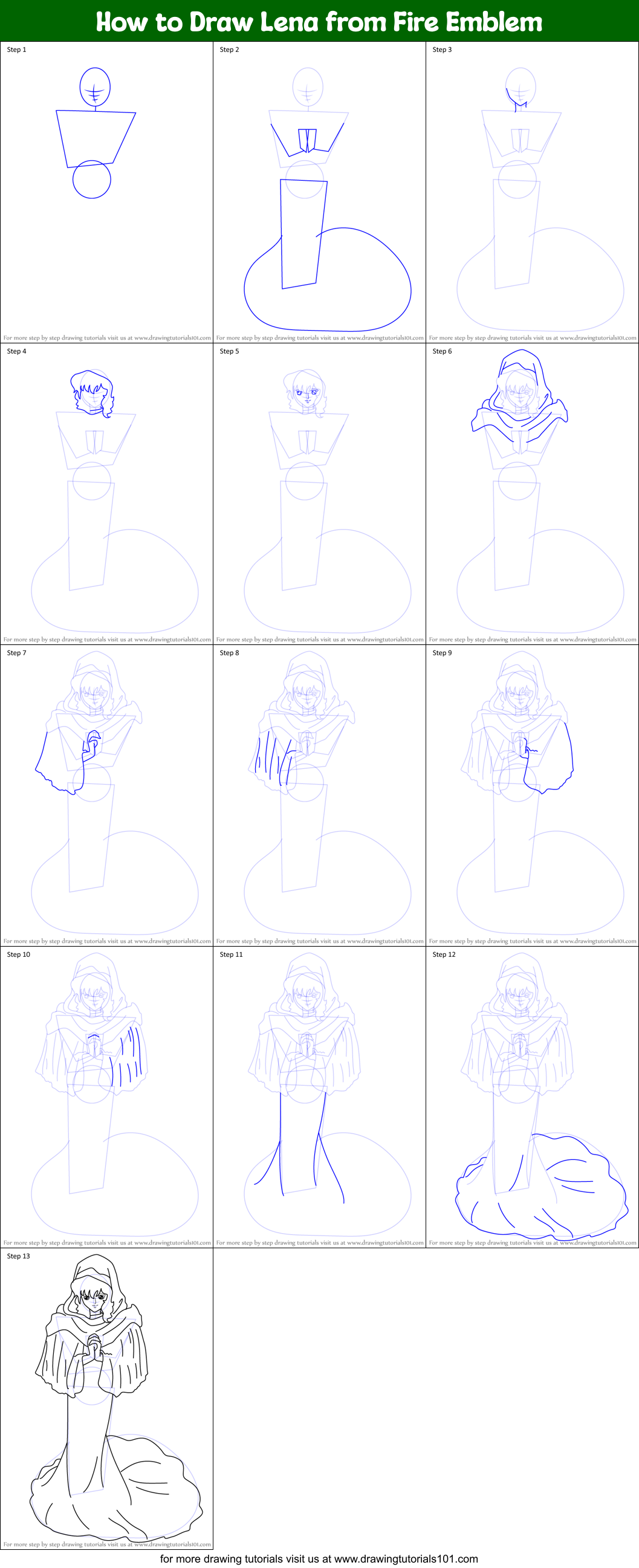 How to Draw Lena from Fire Emblem Printable Step by Step