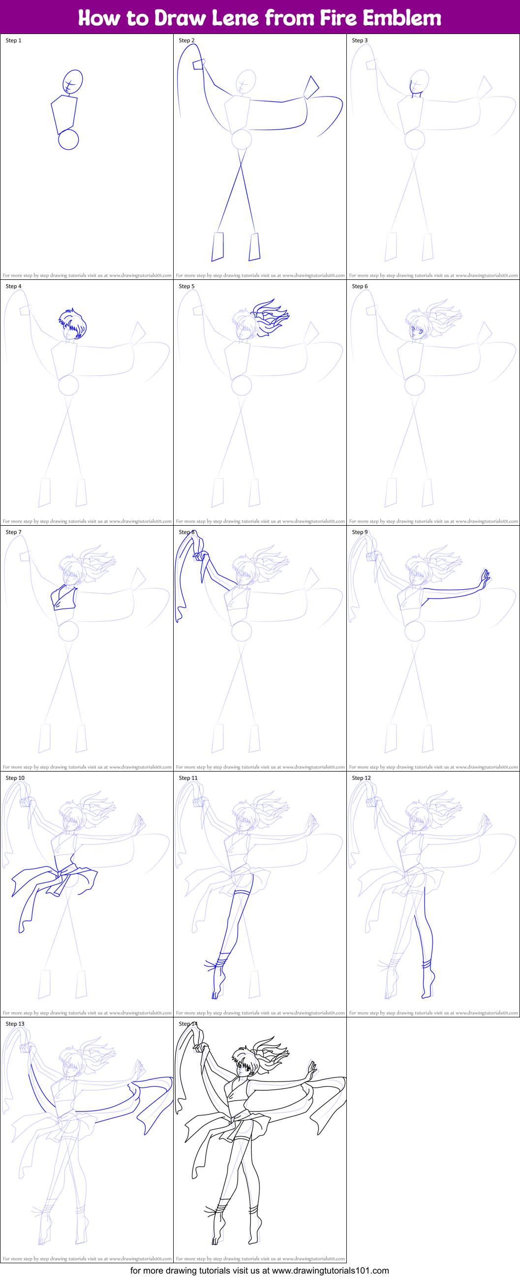 How to Draw Lene from Fire Emblem Printable Step by Step