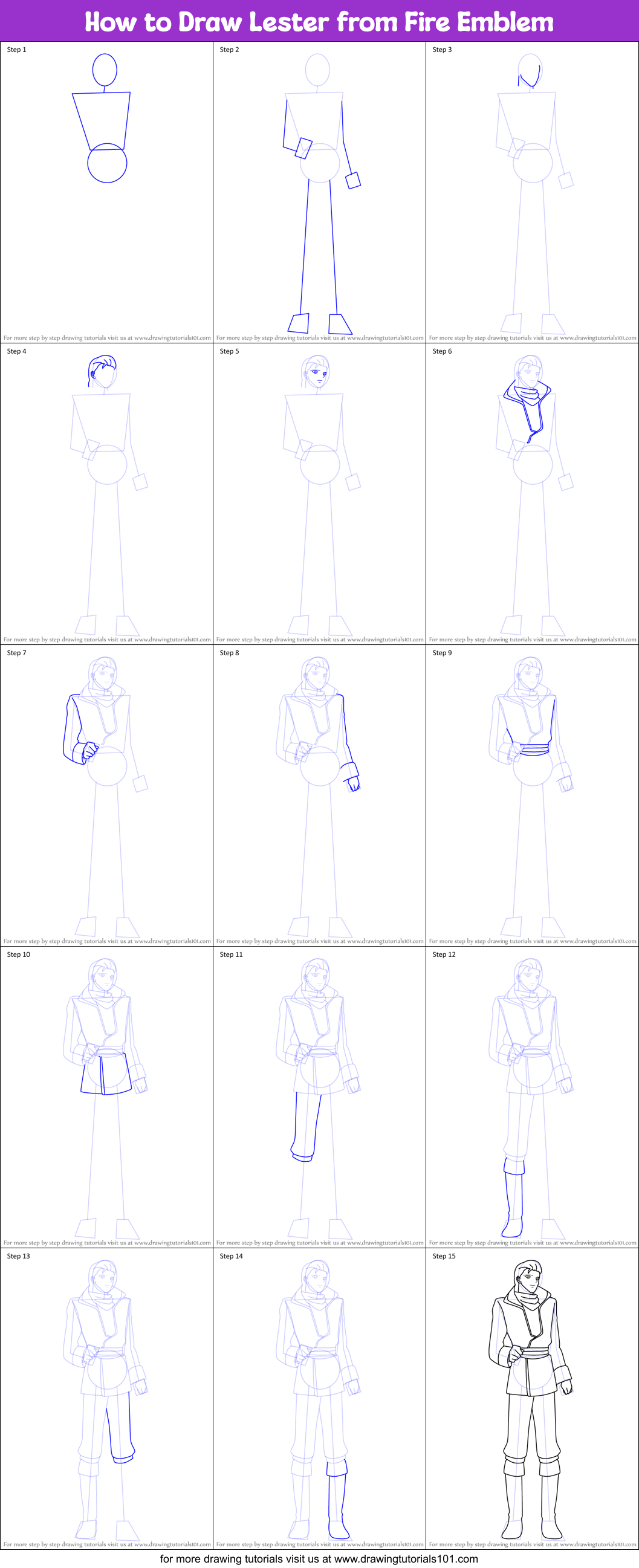 How to Draw Lester from Fire Emblem Printable Step by Step