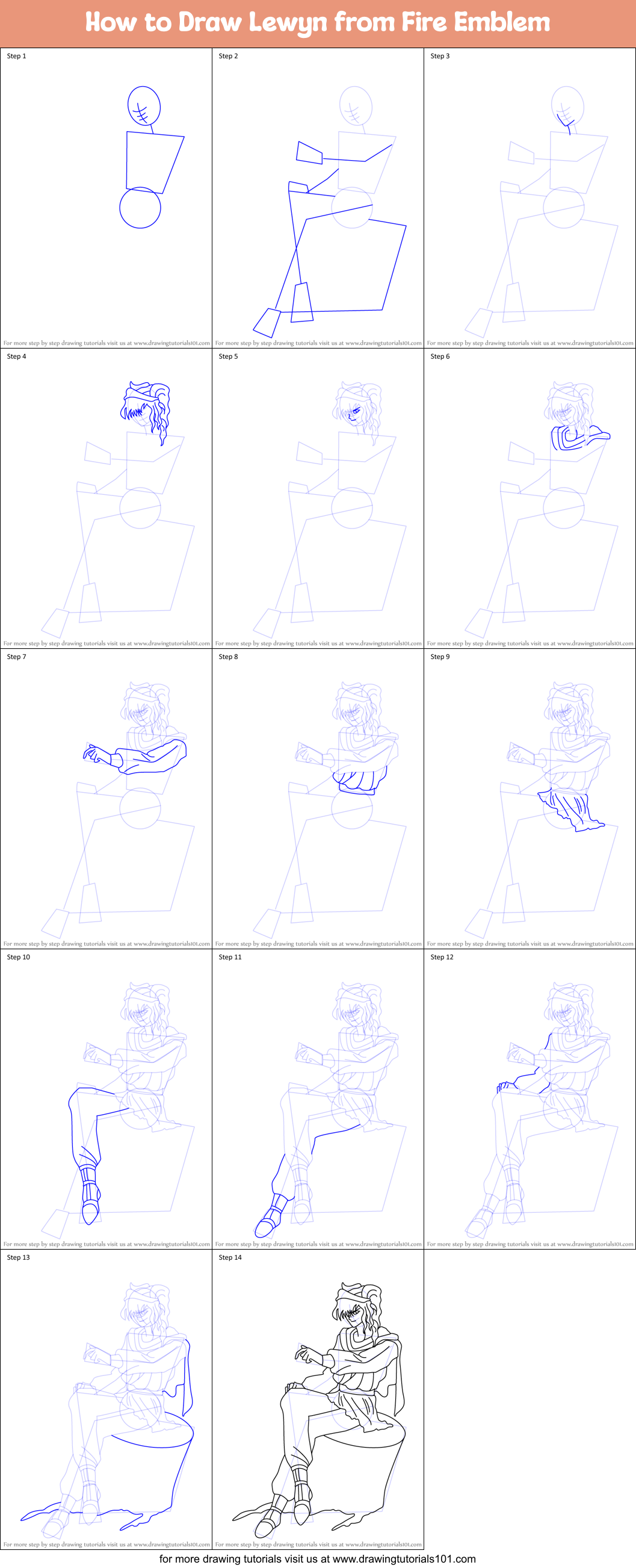 How to Draw Lewyn from Fire Emblem Printable Step by Step