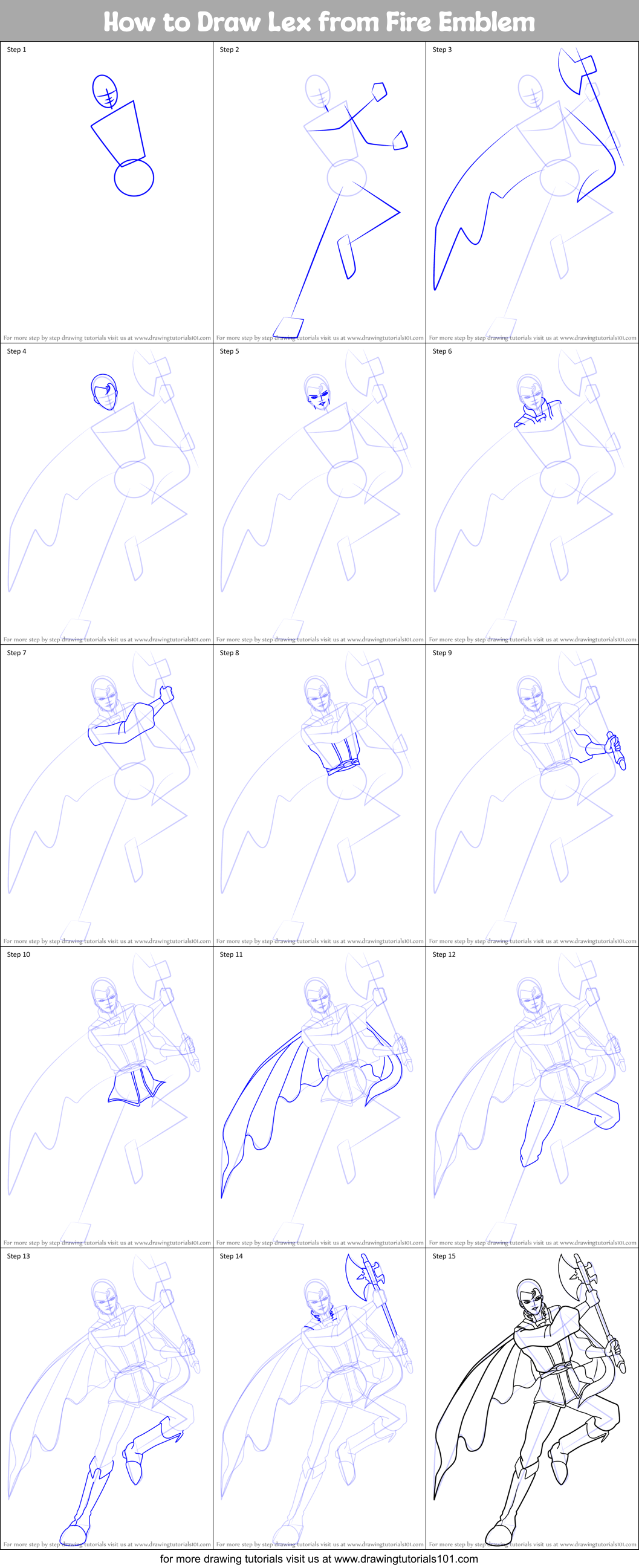 How to Draw Lex from Fire Emblem Printable Step by Step