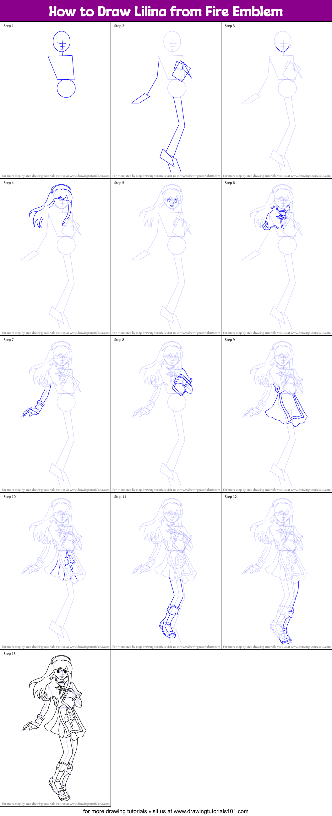 How to Draw Lilina from Fire Emblem Printable Step by Step