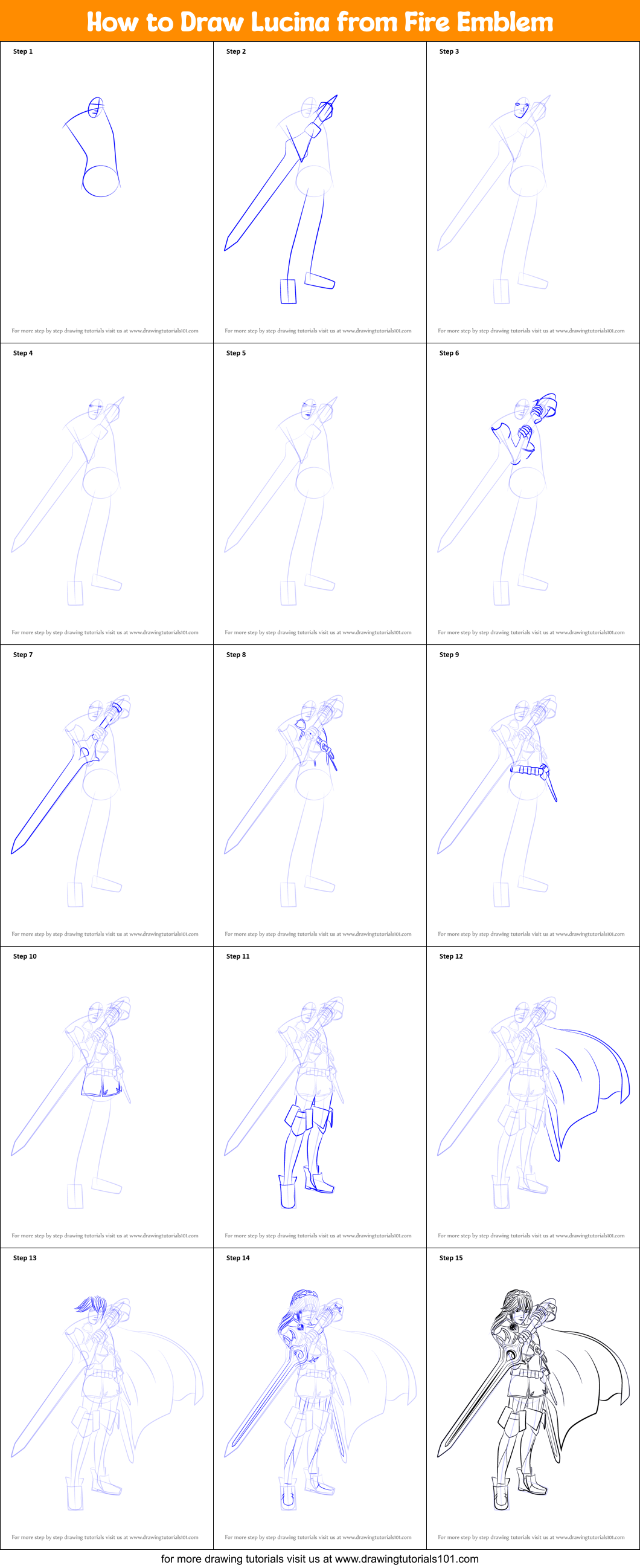How to Draw Lucina from Fire Emblem Printable Step by Step