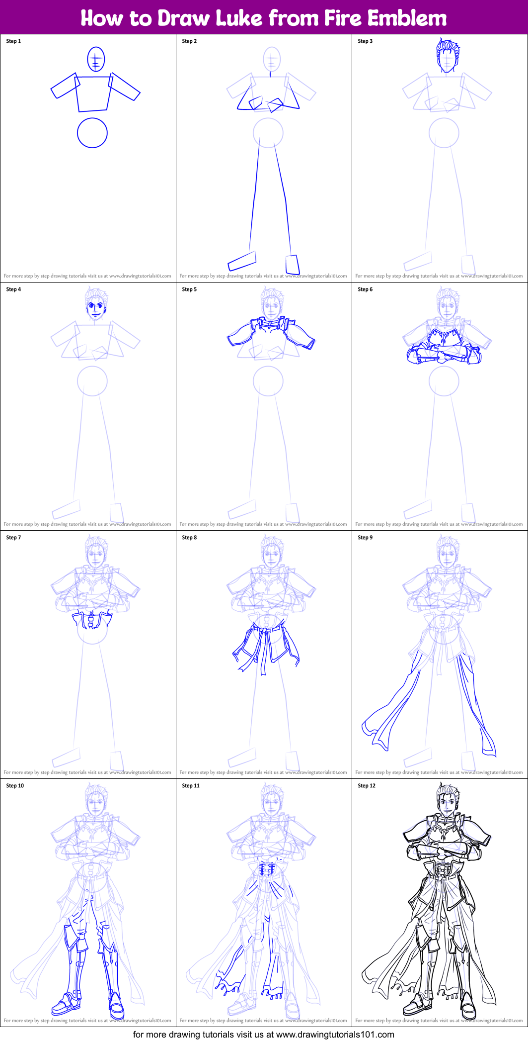 How to Draw Luke from Fire Emblem Printable Step by Step