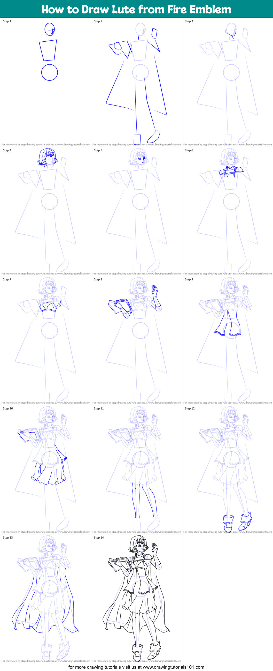 How to Draw Lute from Fire Emblem Printable Step by Step