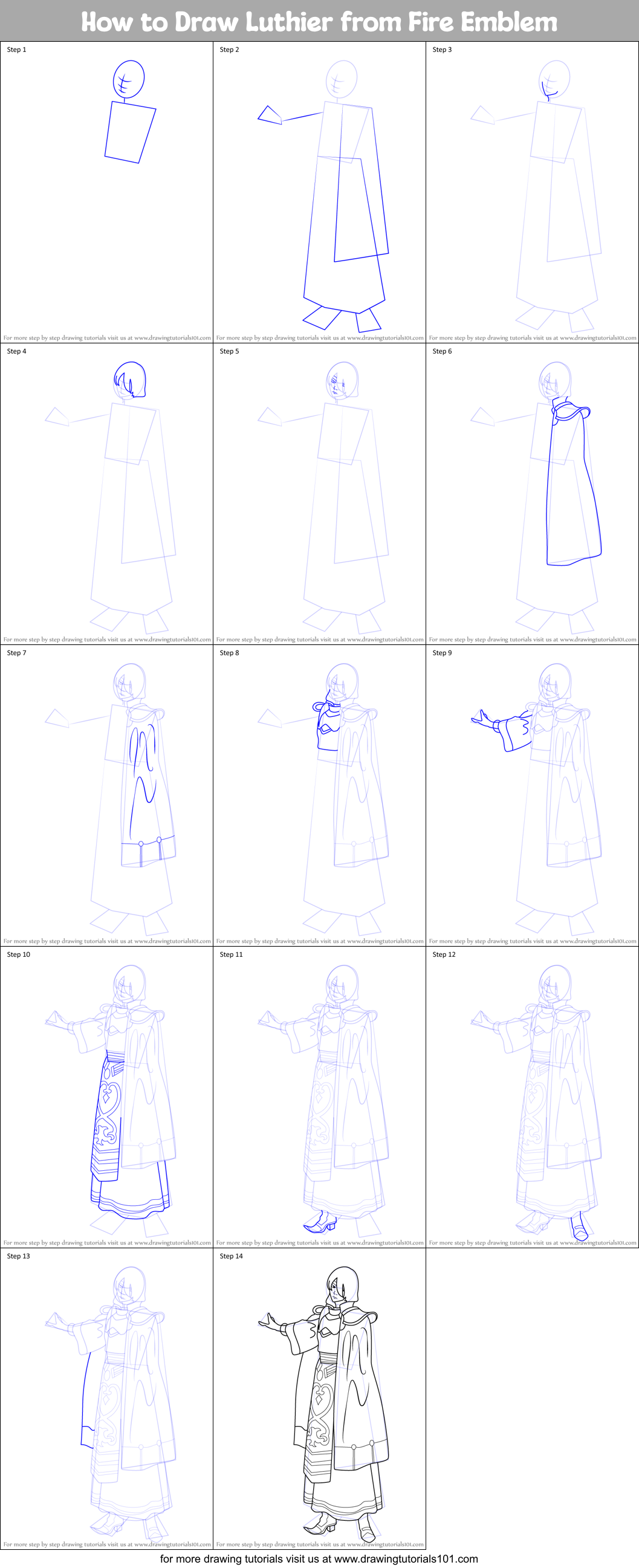 How to Draw Luthier from Fire Emblem Printable Step by Step