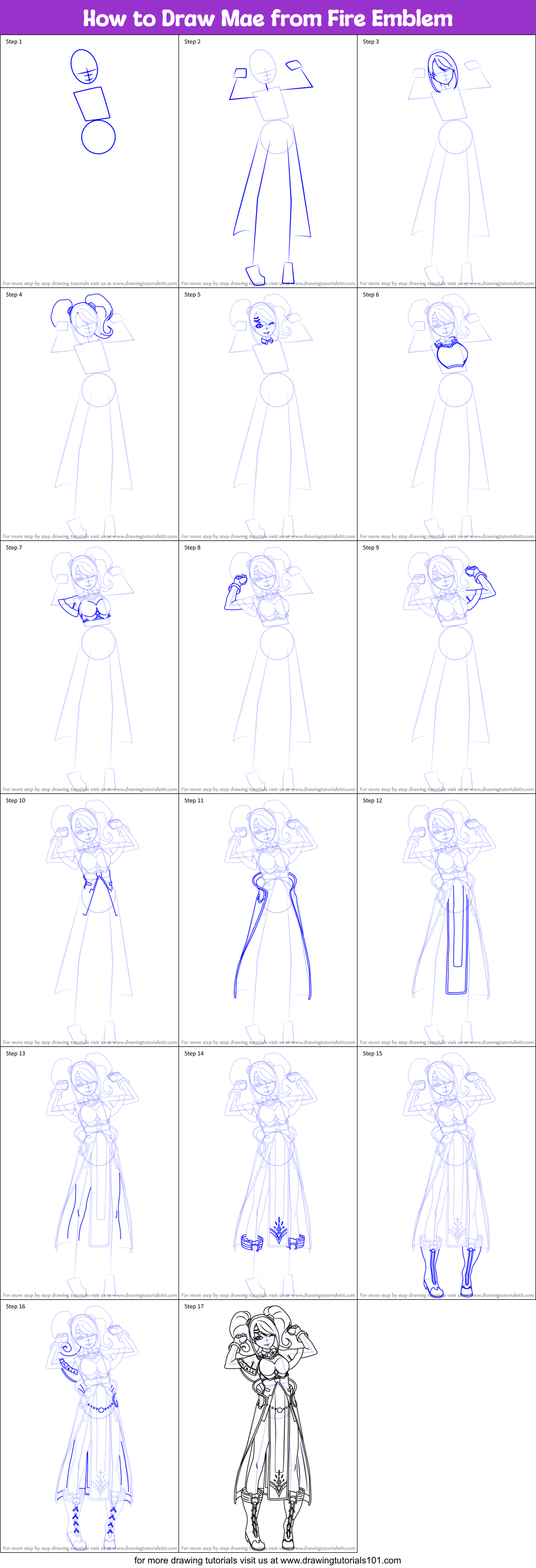 How to Draw Mae from Fire Emblem Printable Step by Step