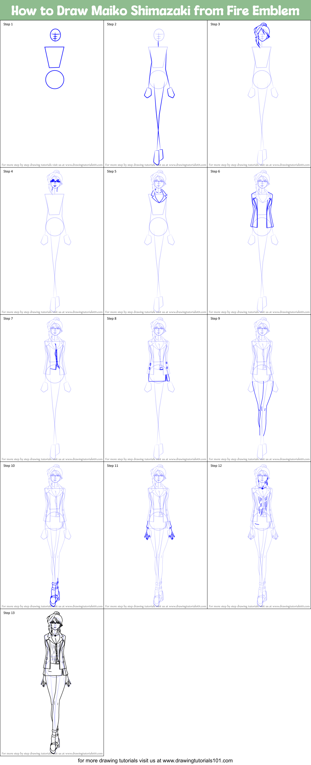 How to Draw Maiko Shimazaki from Fire Emblem Printable Step by Step