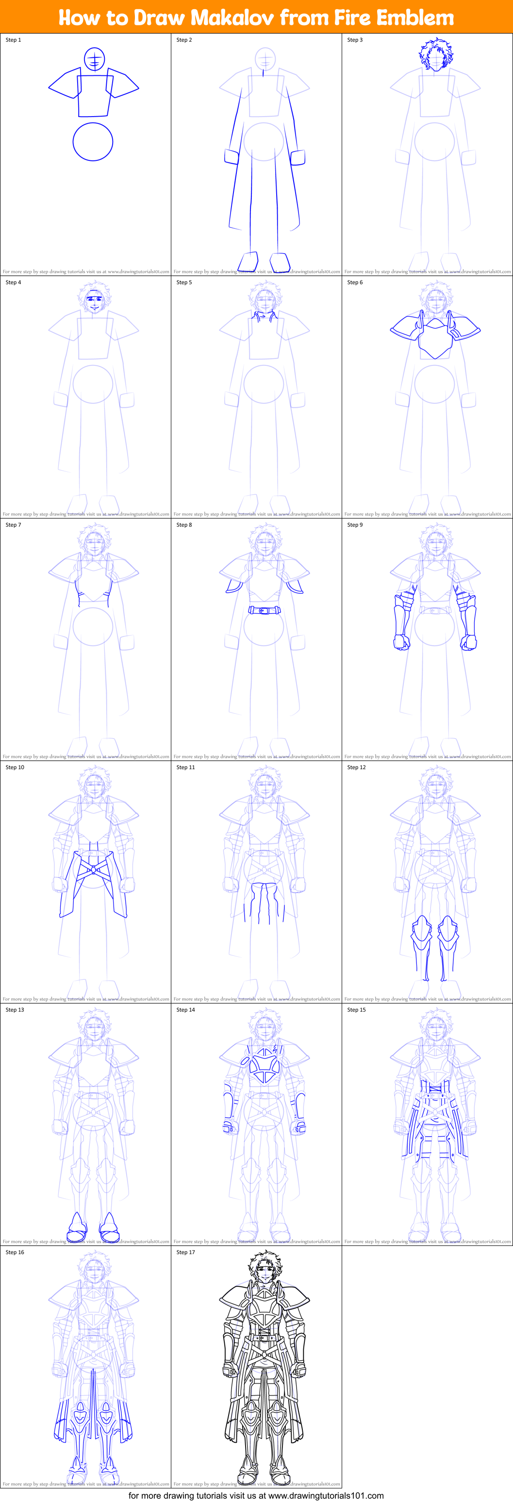 How to Draw Makalov from Fire Emblem Printable Step by Step
