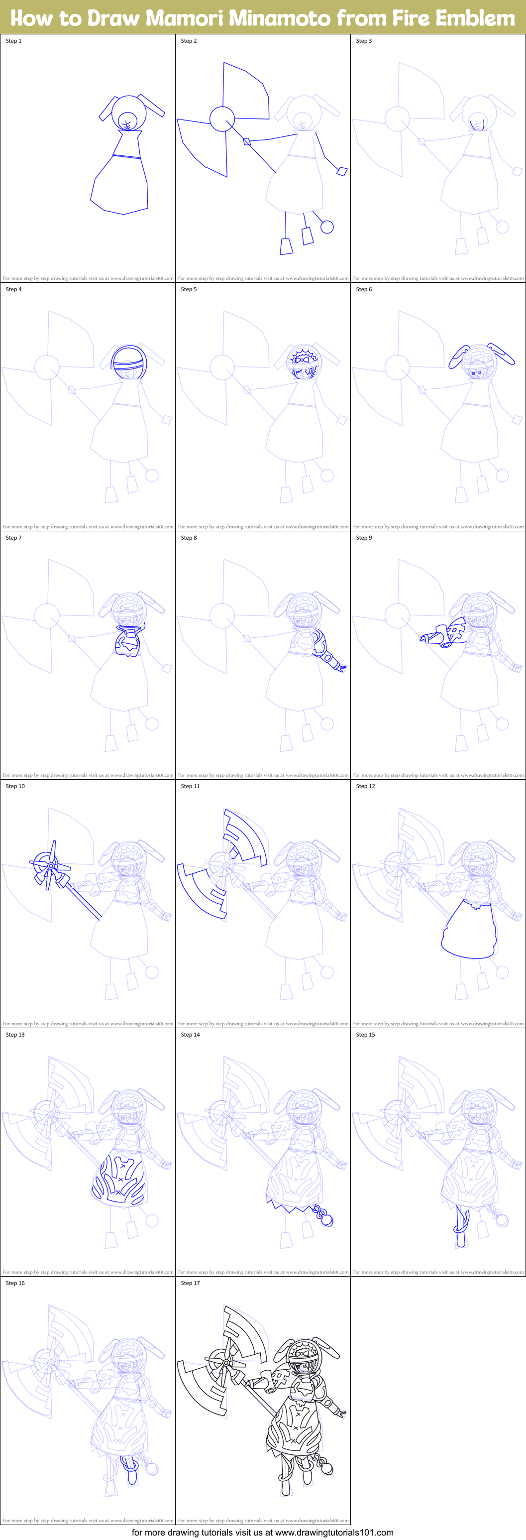 How to Draw Mamori Minamoto from Fire Emblem Printable Step by Step