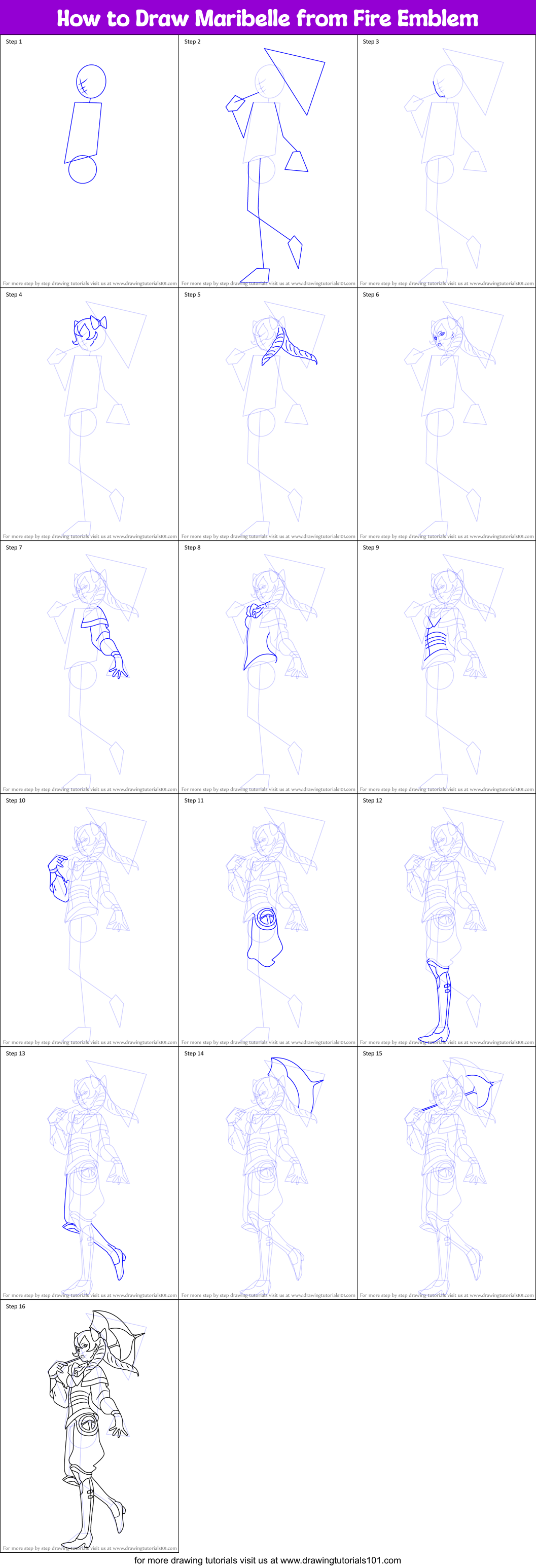 How to Draw Maribelle from Fire Emblem Printable Step by Step