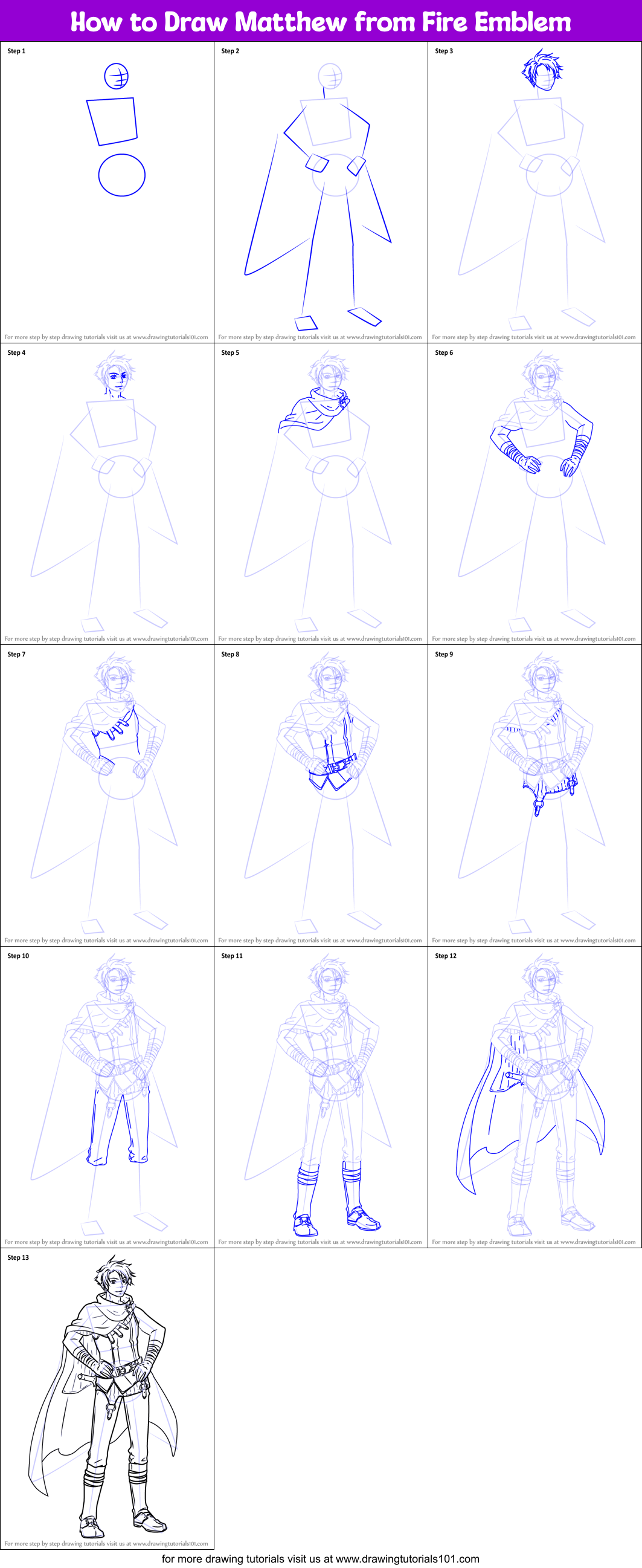 How to Draw Matthew from Fire Emblem Printable Step by Step