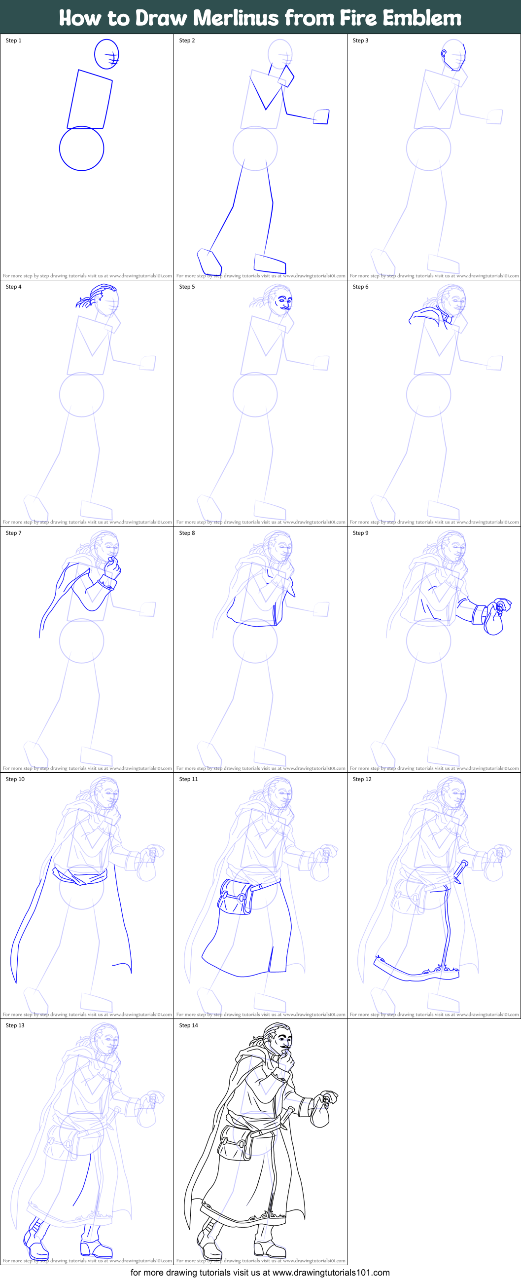 How to Draw Merlinus from Fire Emblem Printable Step by Step