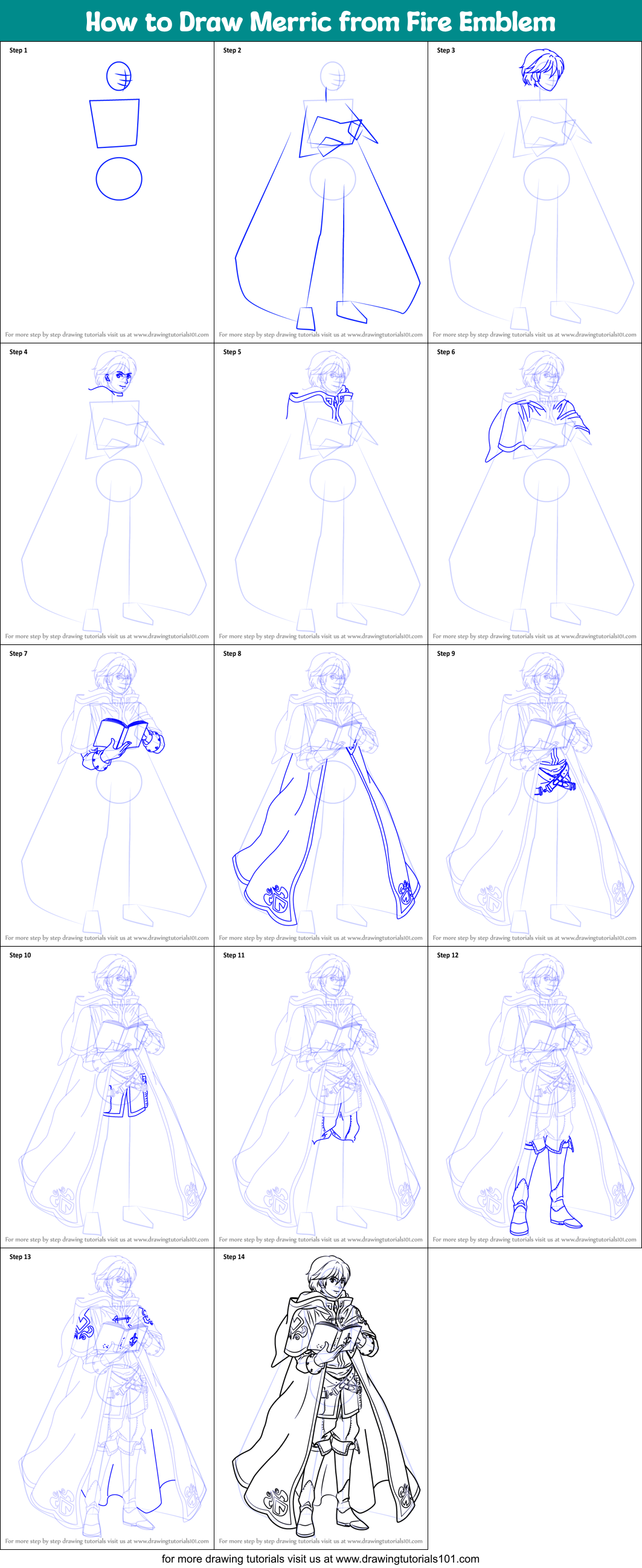 How to Draw Merric from Fire Emblem Printable Step by Step
