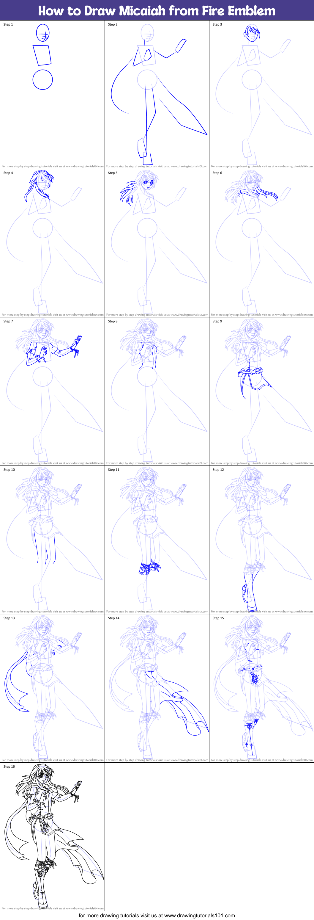 How to Draw Micaiah from Fire Emblem Printable Step by Step