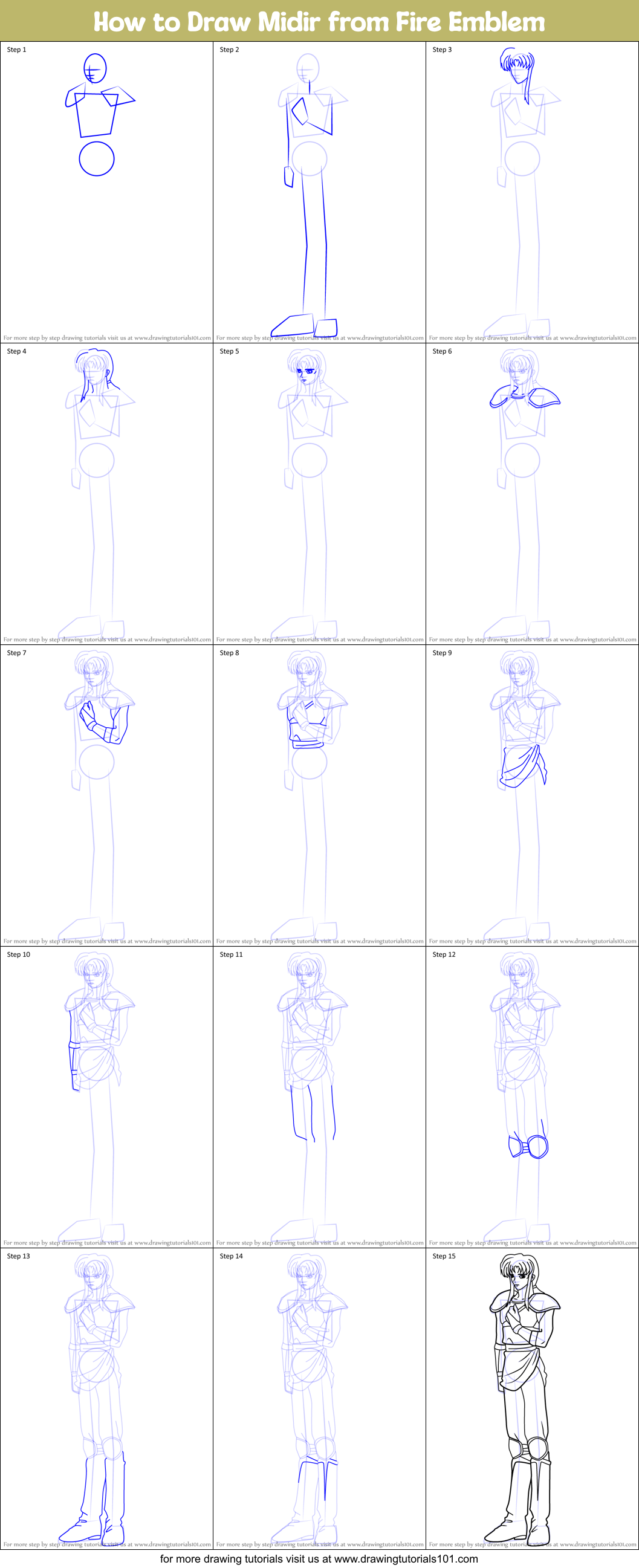 How to Draw Midir from Fire Emblem Printable Step by Step