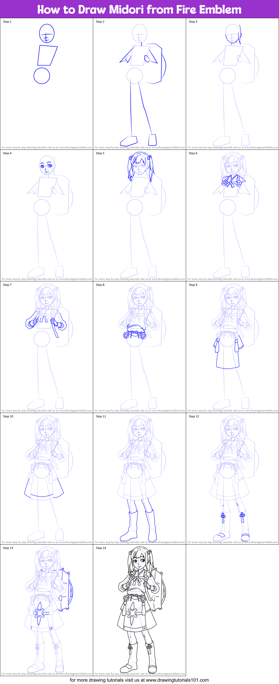 How to Draw Midori from Fire Emblem Printable Step by Step