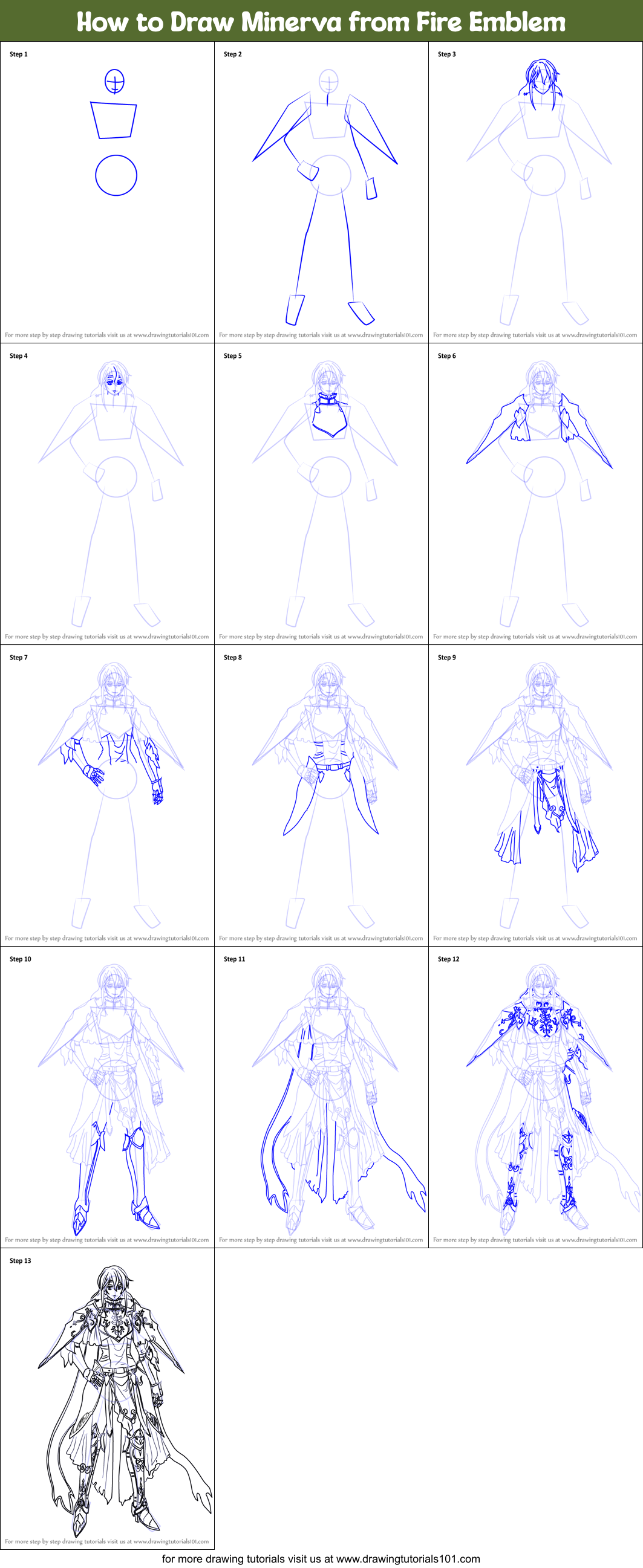 How to Draw Minerva from Fire Emblem Printable Step by Step