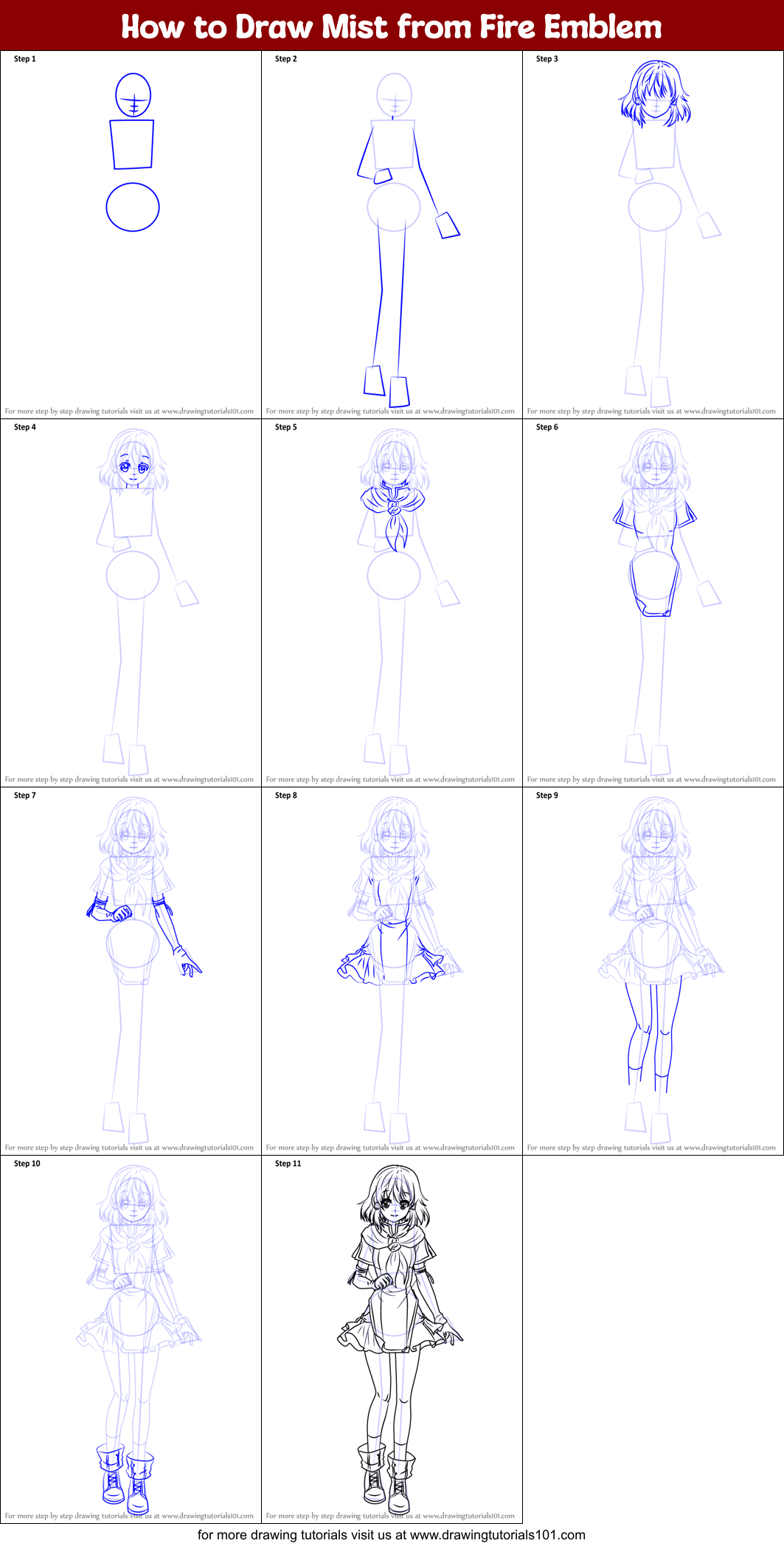 How to Draw Mist from Fire Emblem Printable Step by Step