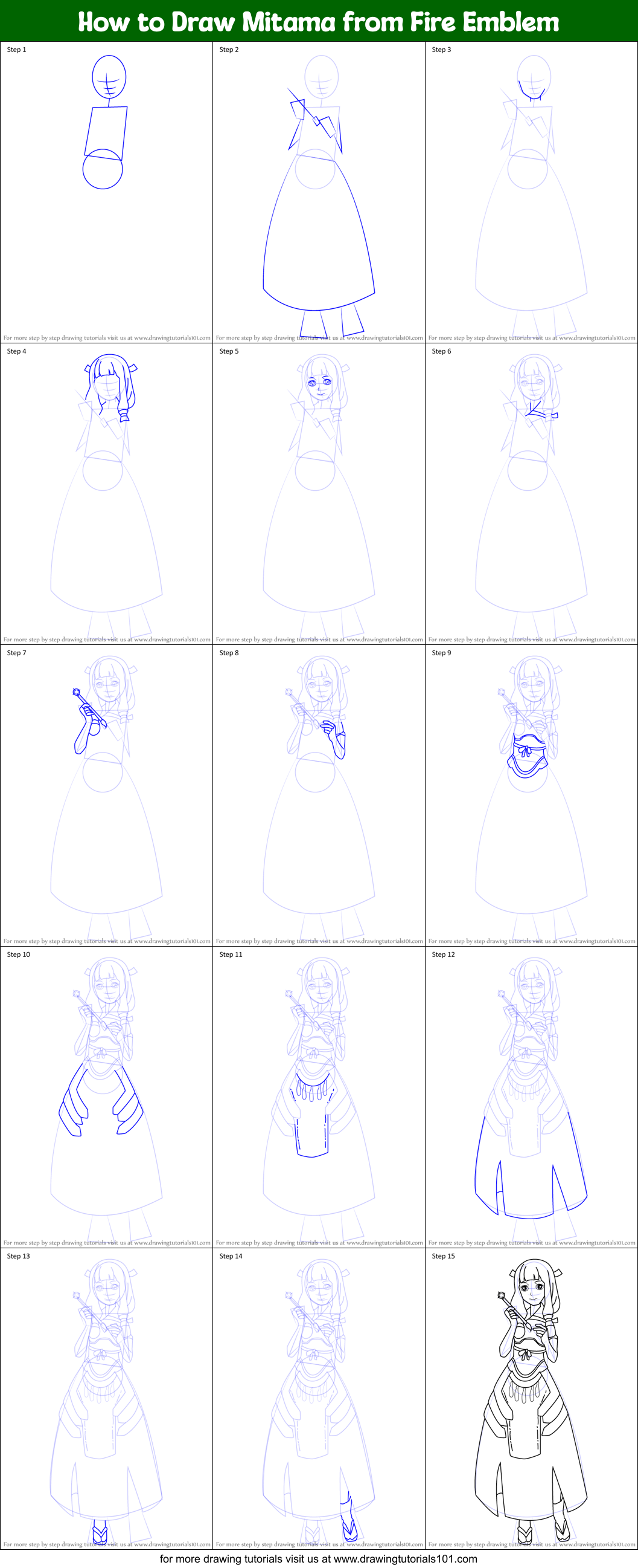 How to Draw Mitama from Fire Emblem Printable Step by Step