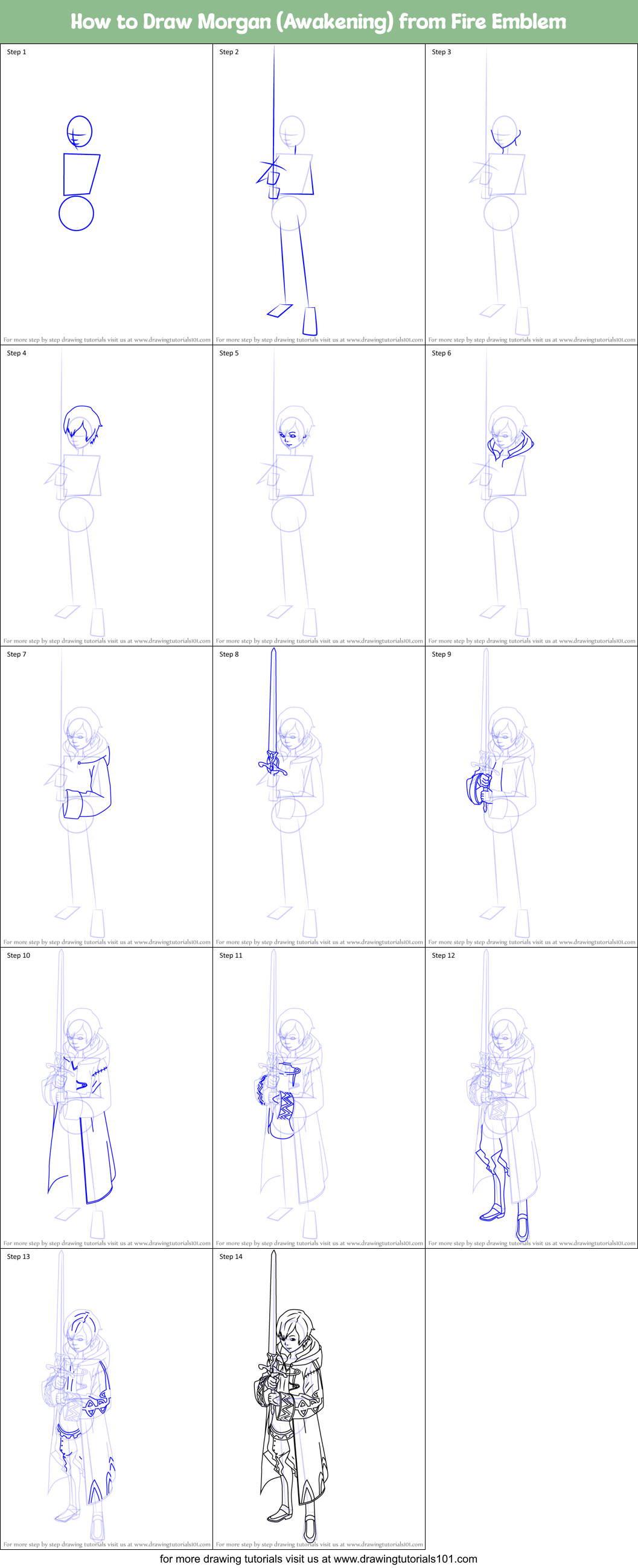 How to Draw Morgan (Awakening) from Fire Emblem Printable Step by Step