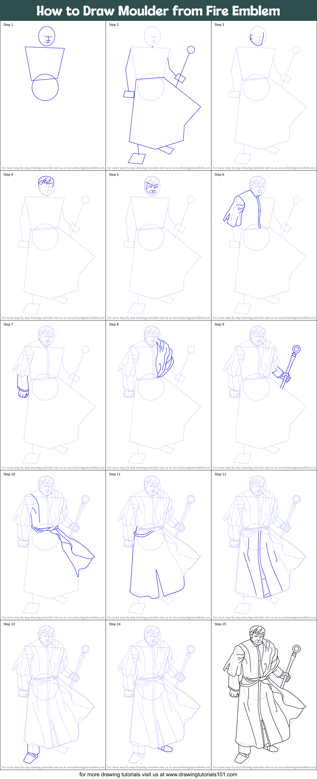 How to Draw Moulder from Fire Emblem Printable Step by Step