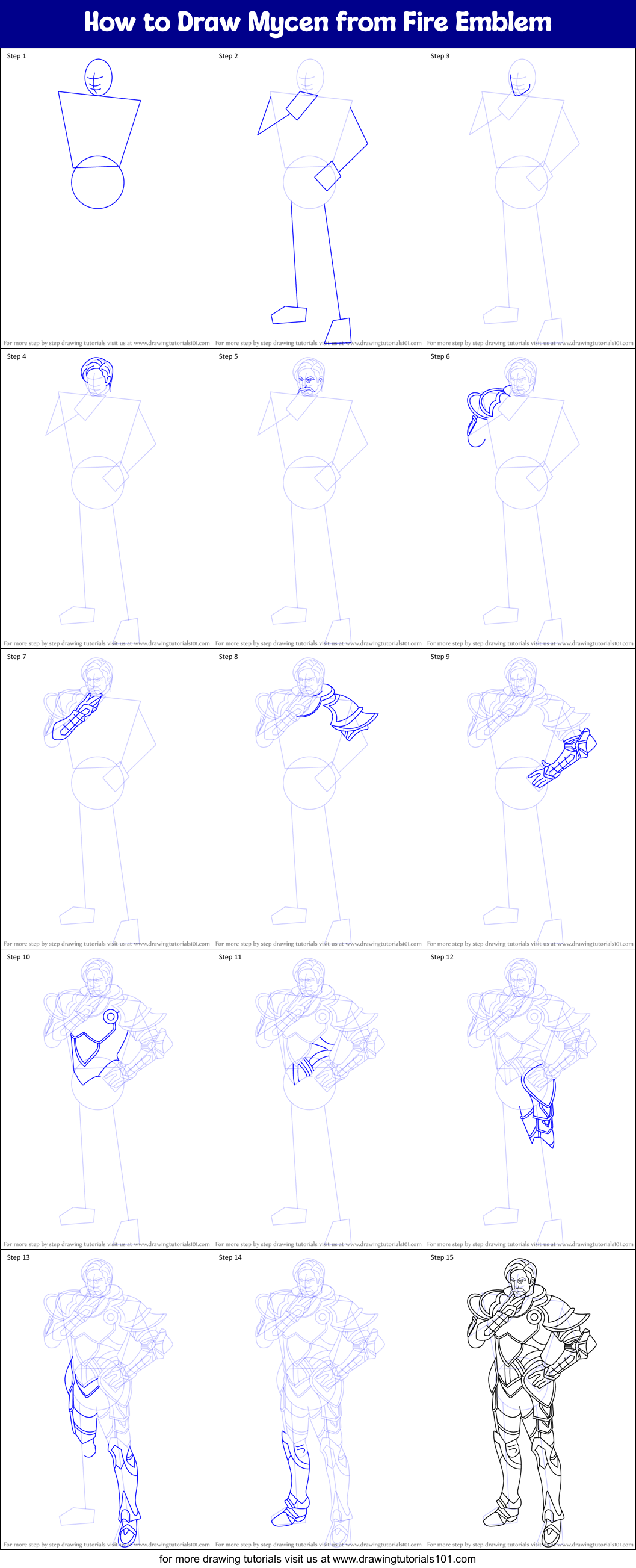 How to Draw Mycen from Fire Emblem Printable Step by Step