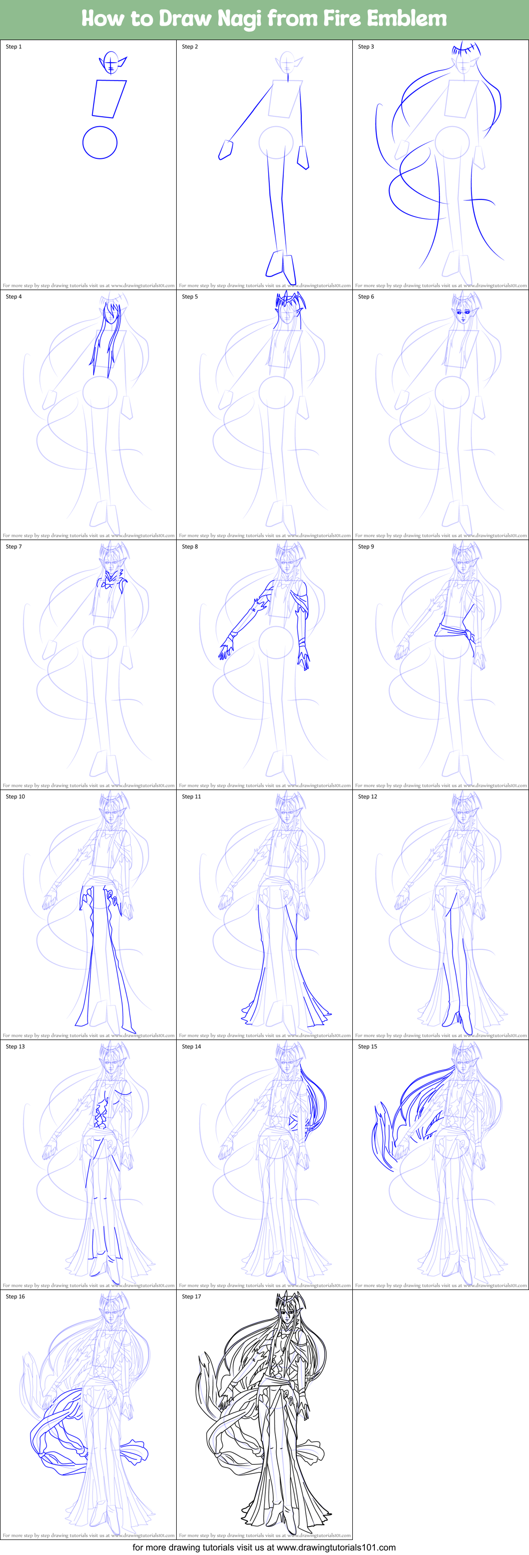 How to Draw Nagi from Fire Emblem Printable Step by Step