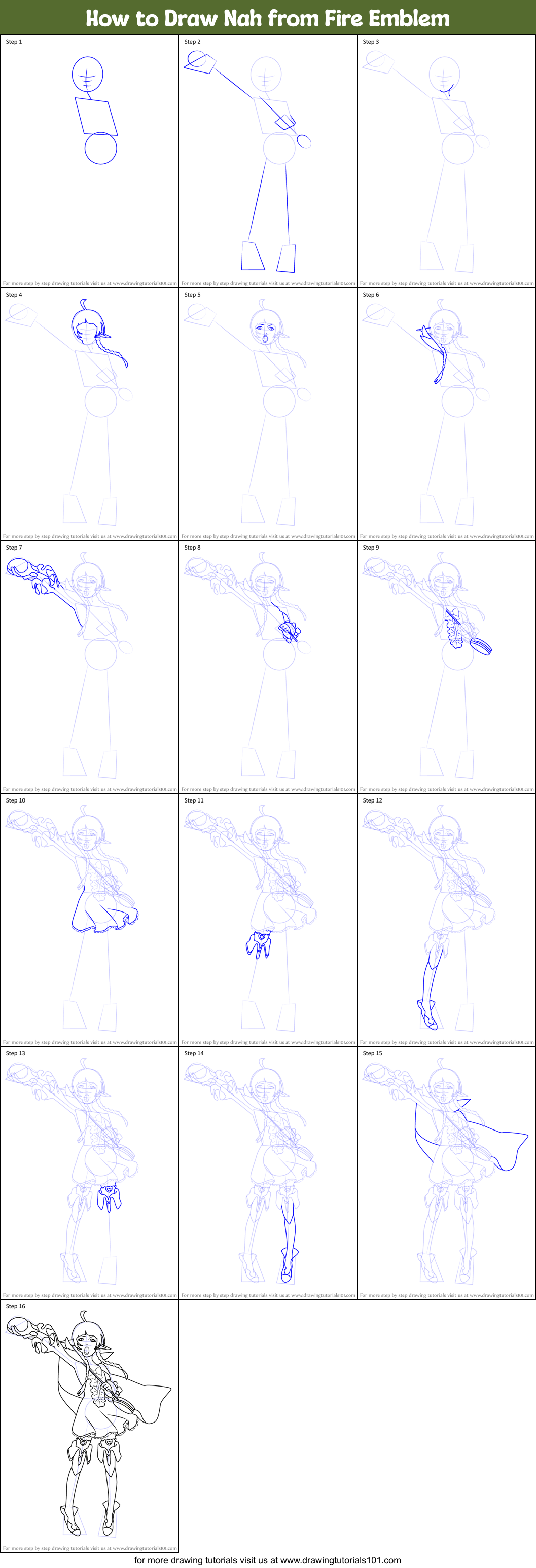 How to Draw Nah from Fire Emblem Printable Step by Step