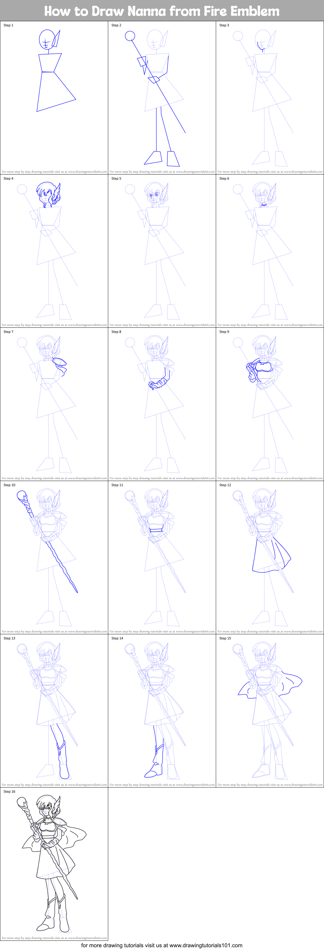 How to Draw Nanna from Fire Emblem Printable Step by Step
