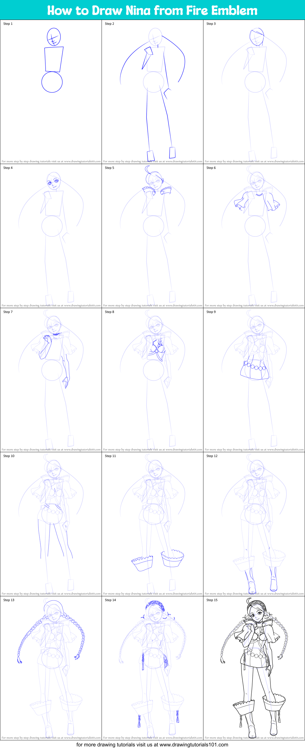 How to Draw Nina from Fire Emblem Printable Step by Step