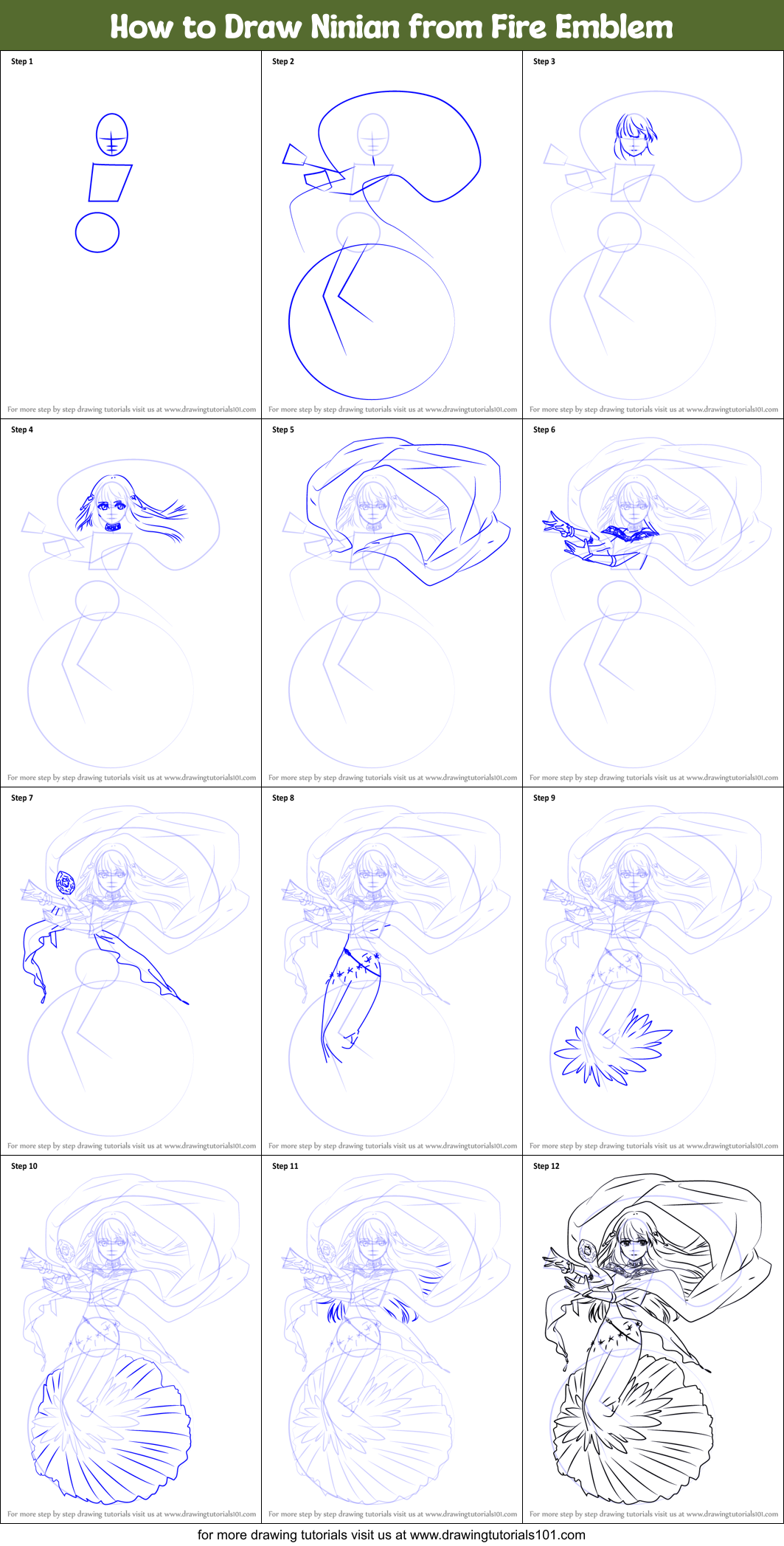 How to Draw Ninian from Fire Emblem Printable Step by Step